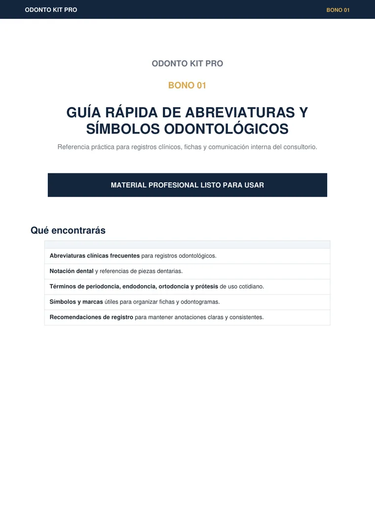 Guía rápida de abreviaturas y símbolos odontológicos
